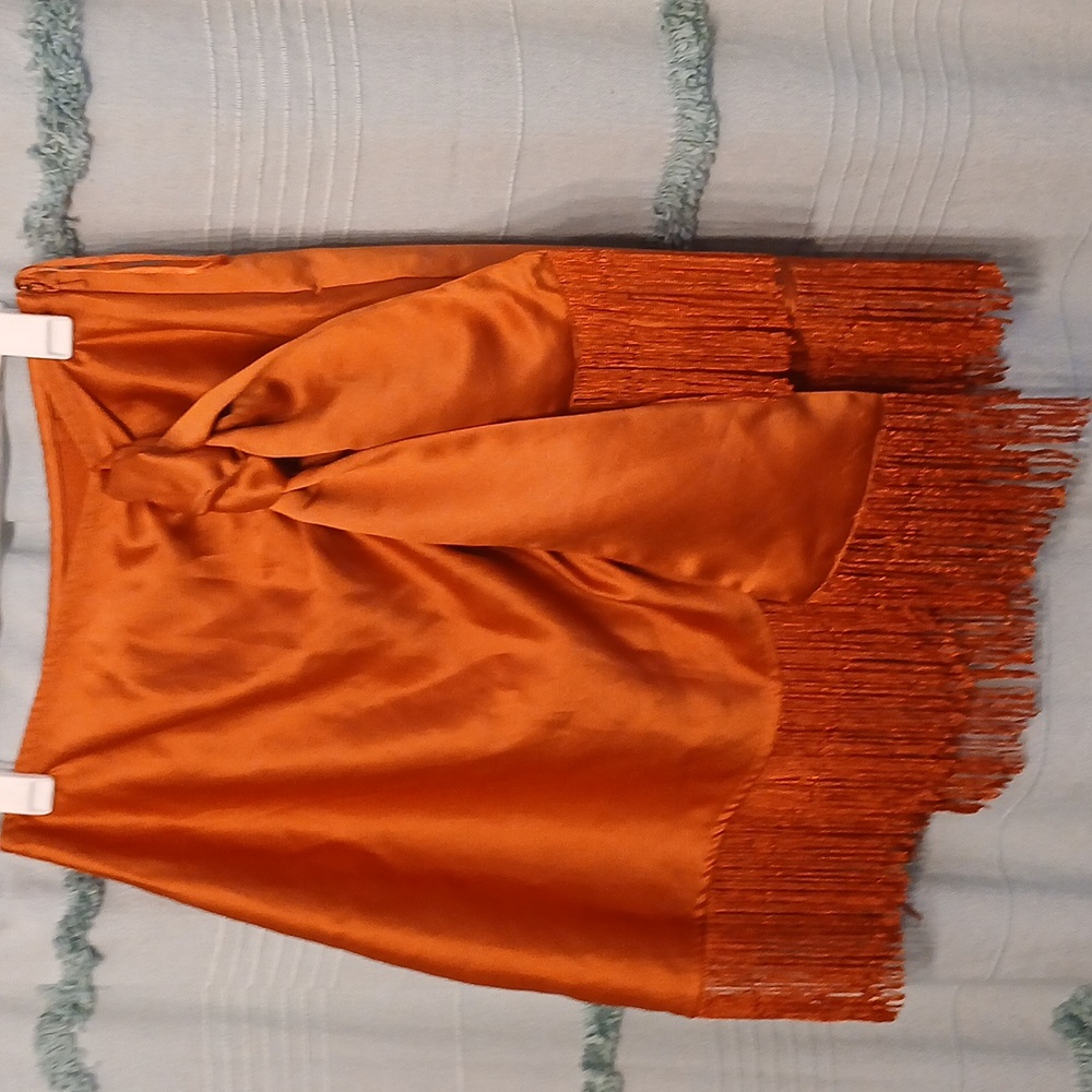 Asos design orange skirt with fringe size 0